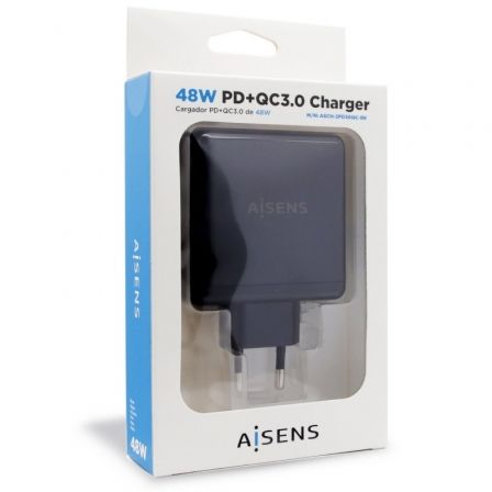 Aisens Cargador 48W USB-C PD3.0 y USB-A QC3.0 Blanco